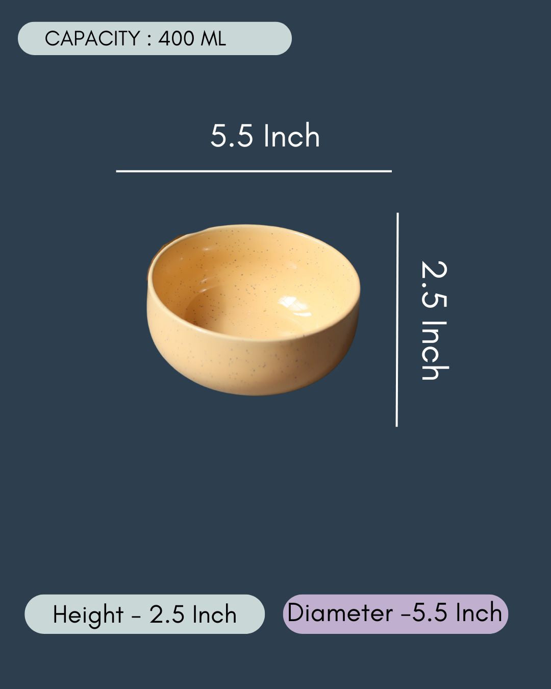 Butter Yellow Ceramic Bowl - Set of 2