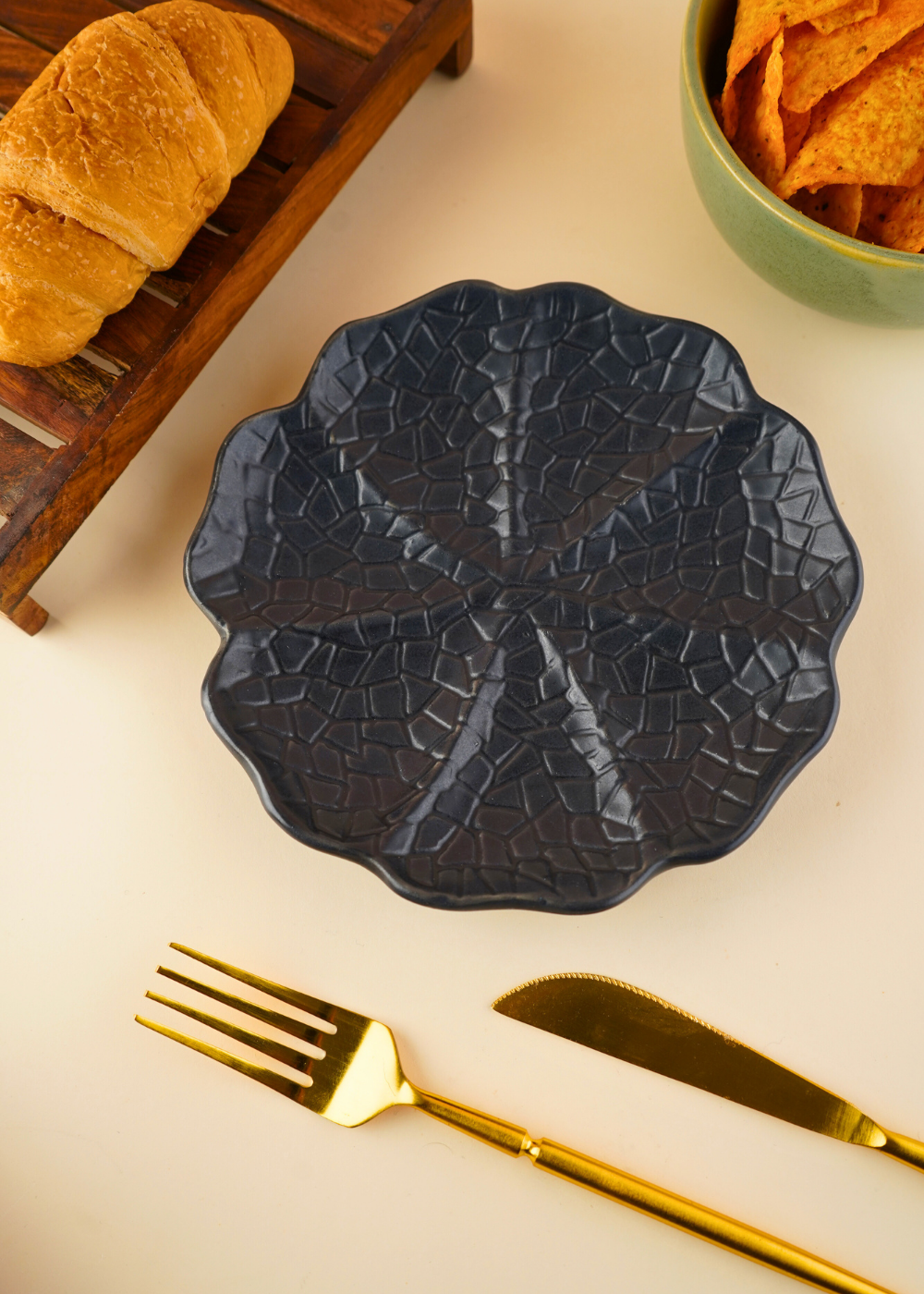 handmade black cabbage snack plate with premium black color