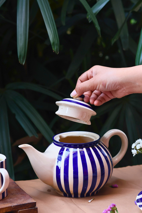 handmade blue & white tea pot