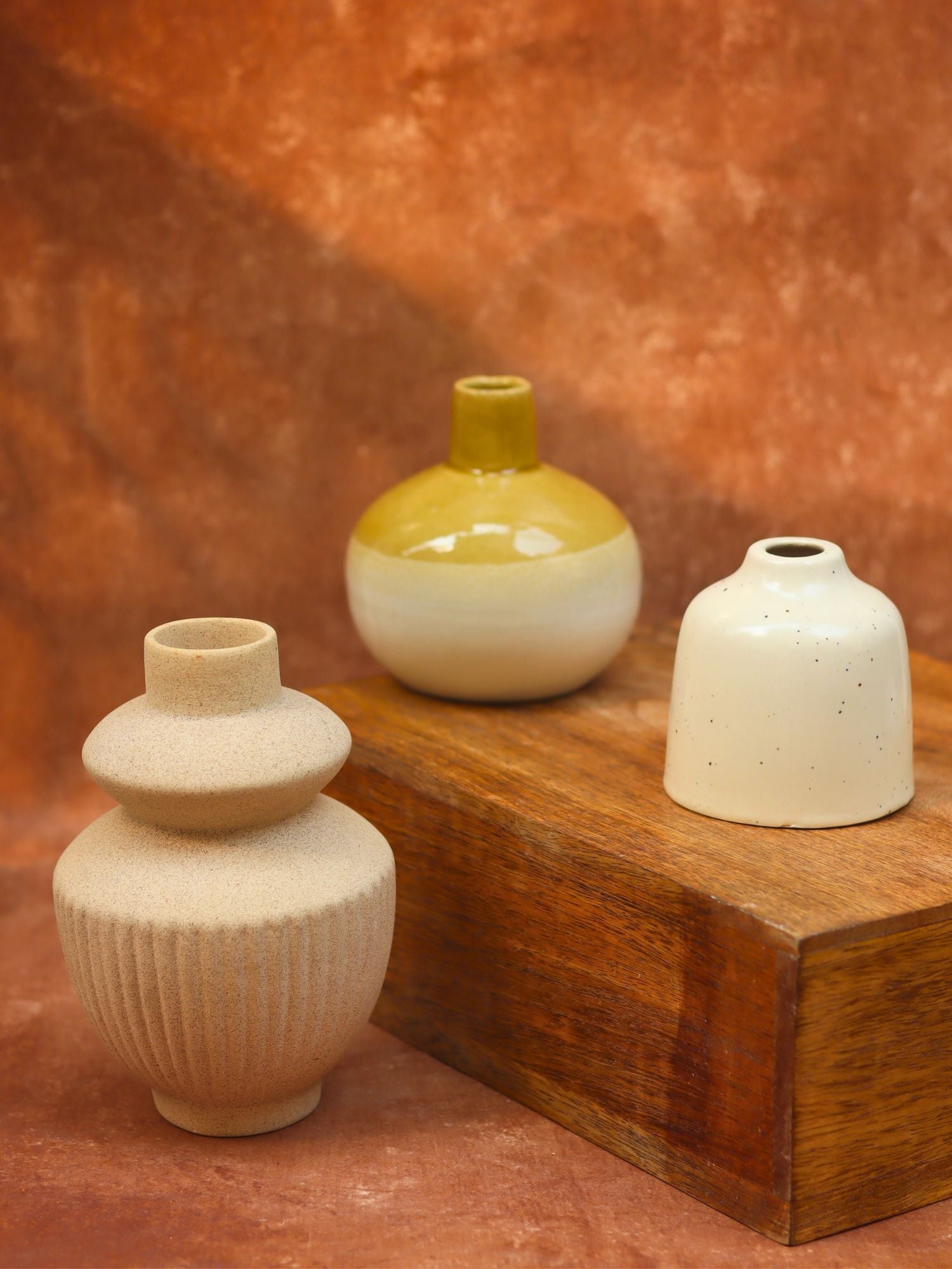 Set of three - Cream Vases