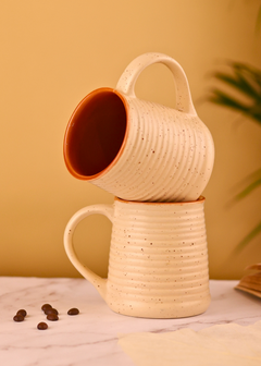 Cream & rust speckled coffee mug- tall
