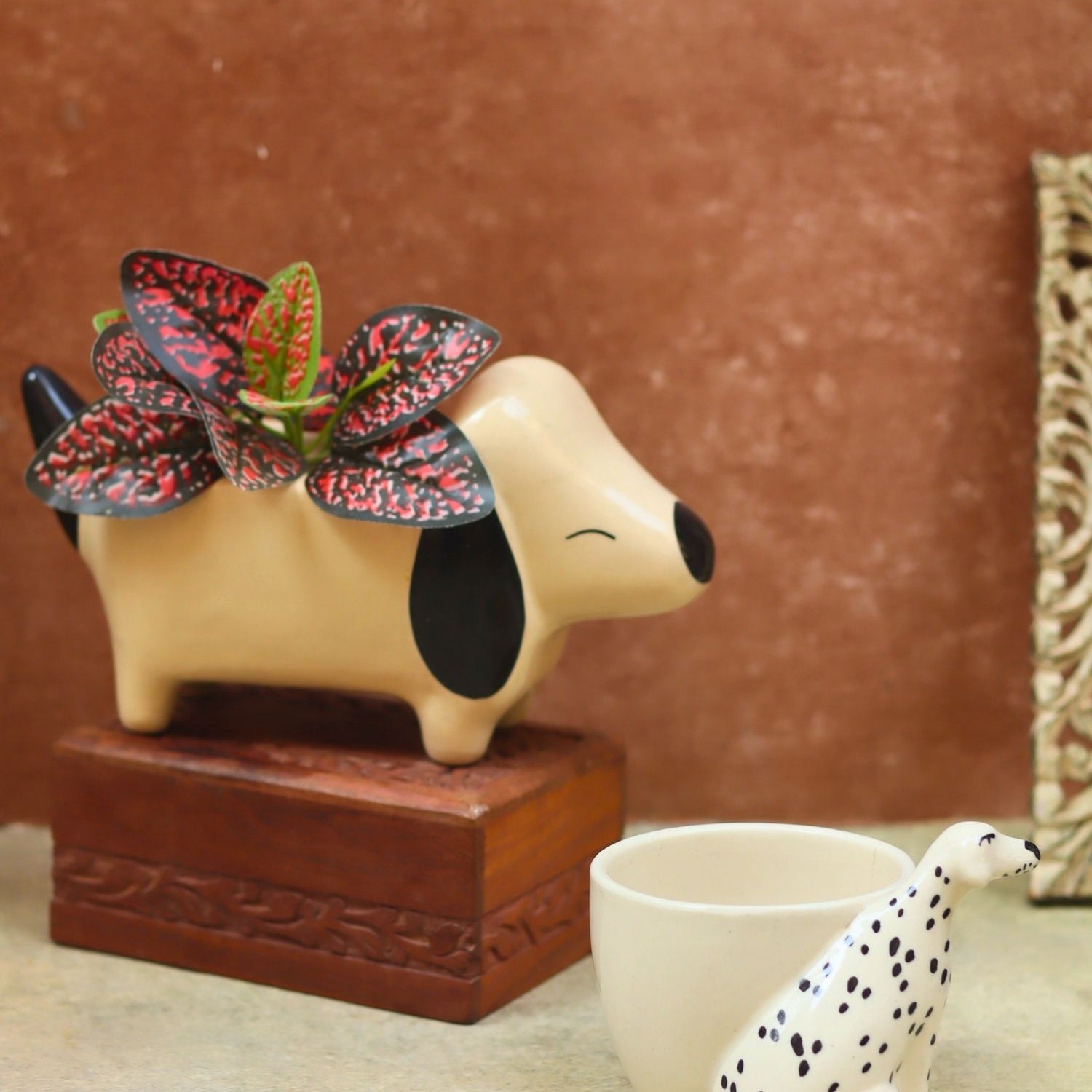 handmade Set of 2 - Little Dog Planters combo