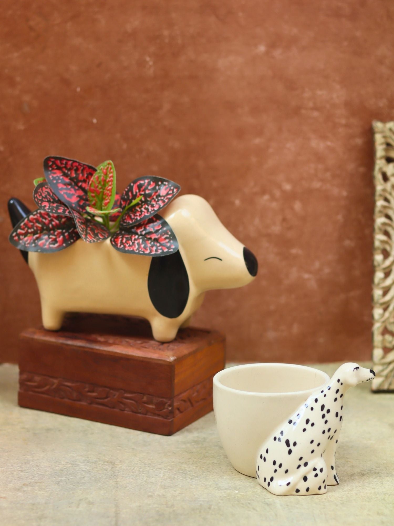 handmade Set of 2 - Little Dog Planters combo