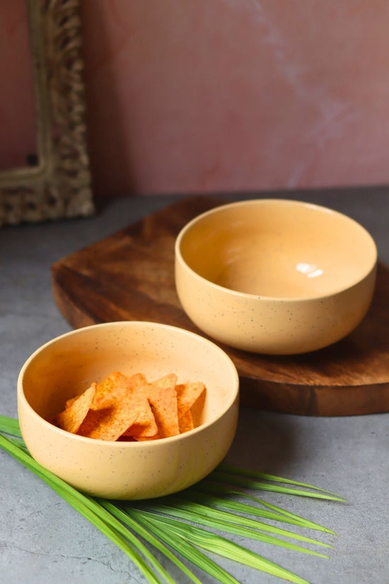 Butter Yellow Ceramic Bowl - Set of 2 made by ceramic