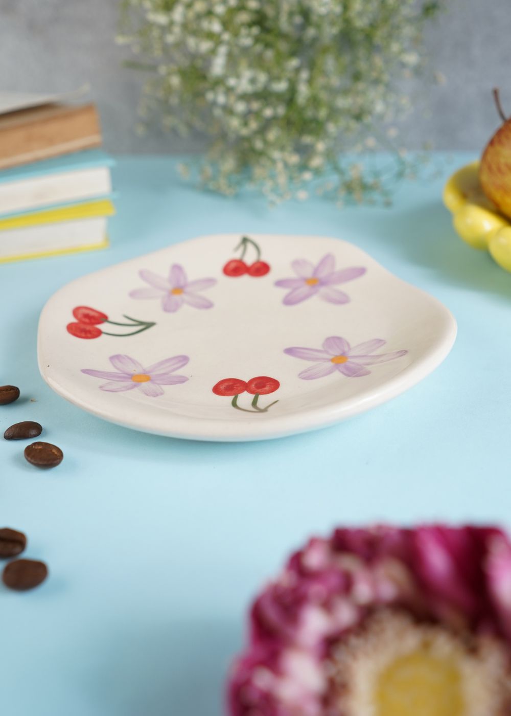 Cherry Fields Handmade Dessert Plate handmade in india