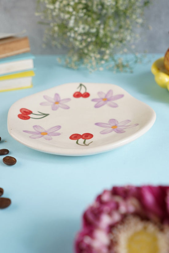 Cherry Fields Handmade Dessert Plate handmade in india