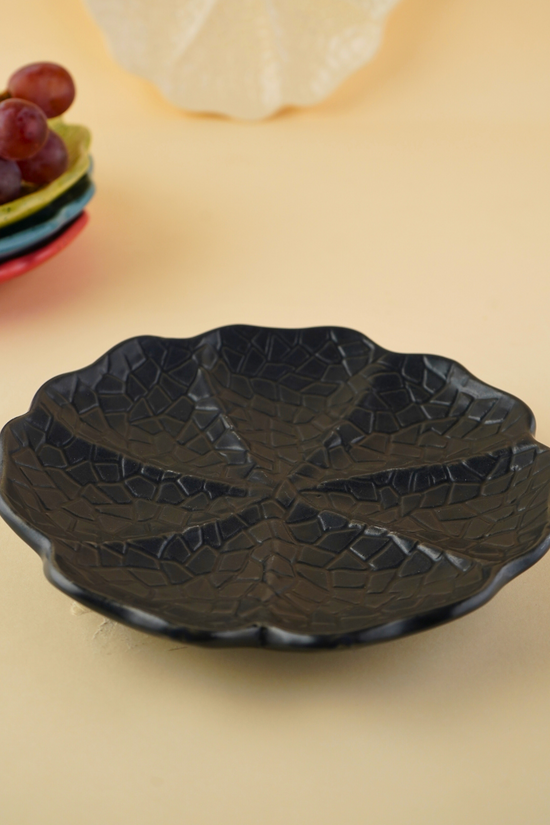 handmade cabbage leaf design snack plate with ceramic material