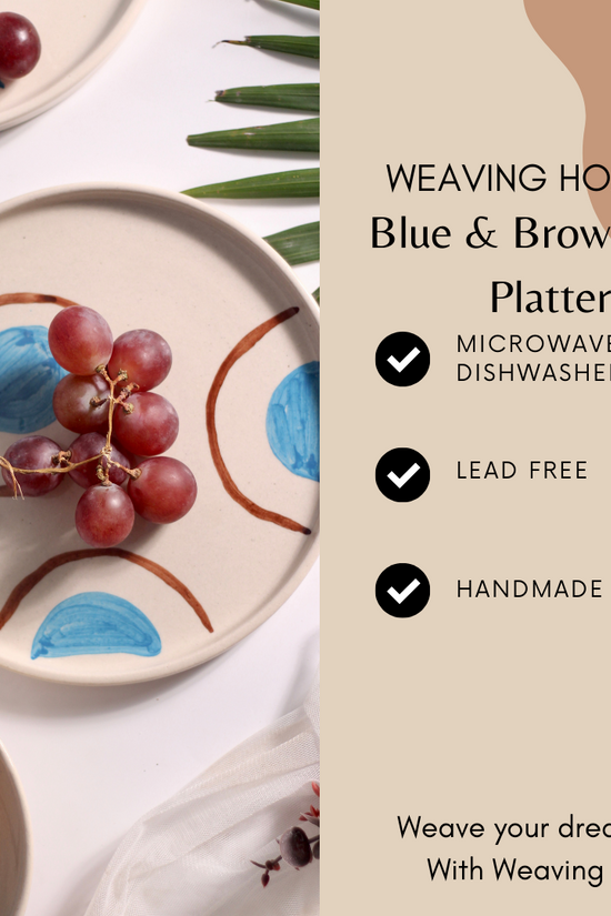 Ceramic blue and brown platter specifications