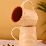 cream speckled coffee mug set of two combo