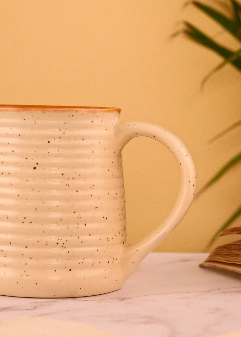 Handmade ceramic cream speckled coffee mug