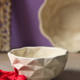 Handmade ceramic white diamond bowl - small 