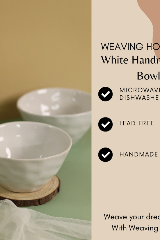 Handmade ceramic white handmoulded bowls signification