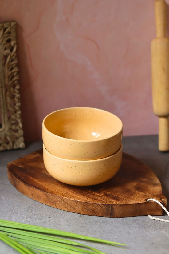 Butter Yellow Ceramic Bowl - Set of 2 with premium quality material