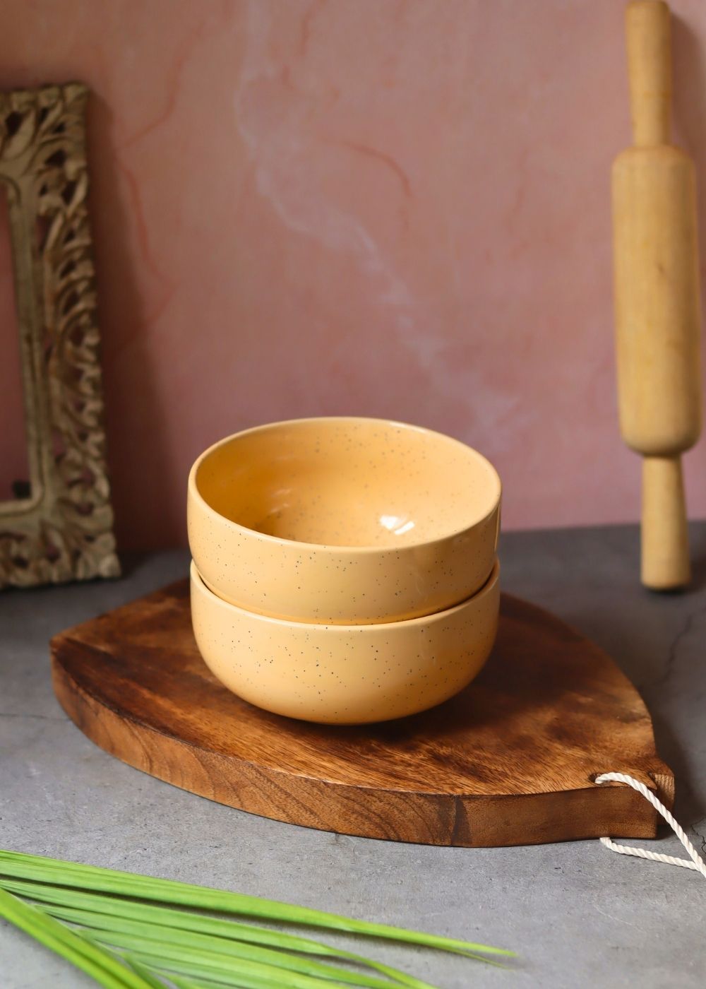 Butter Yellow Ceramic Bowl - Set of 2 with premium quality material