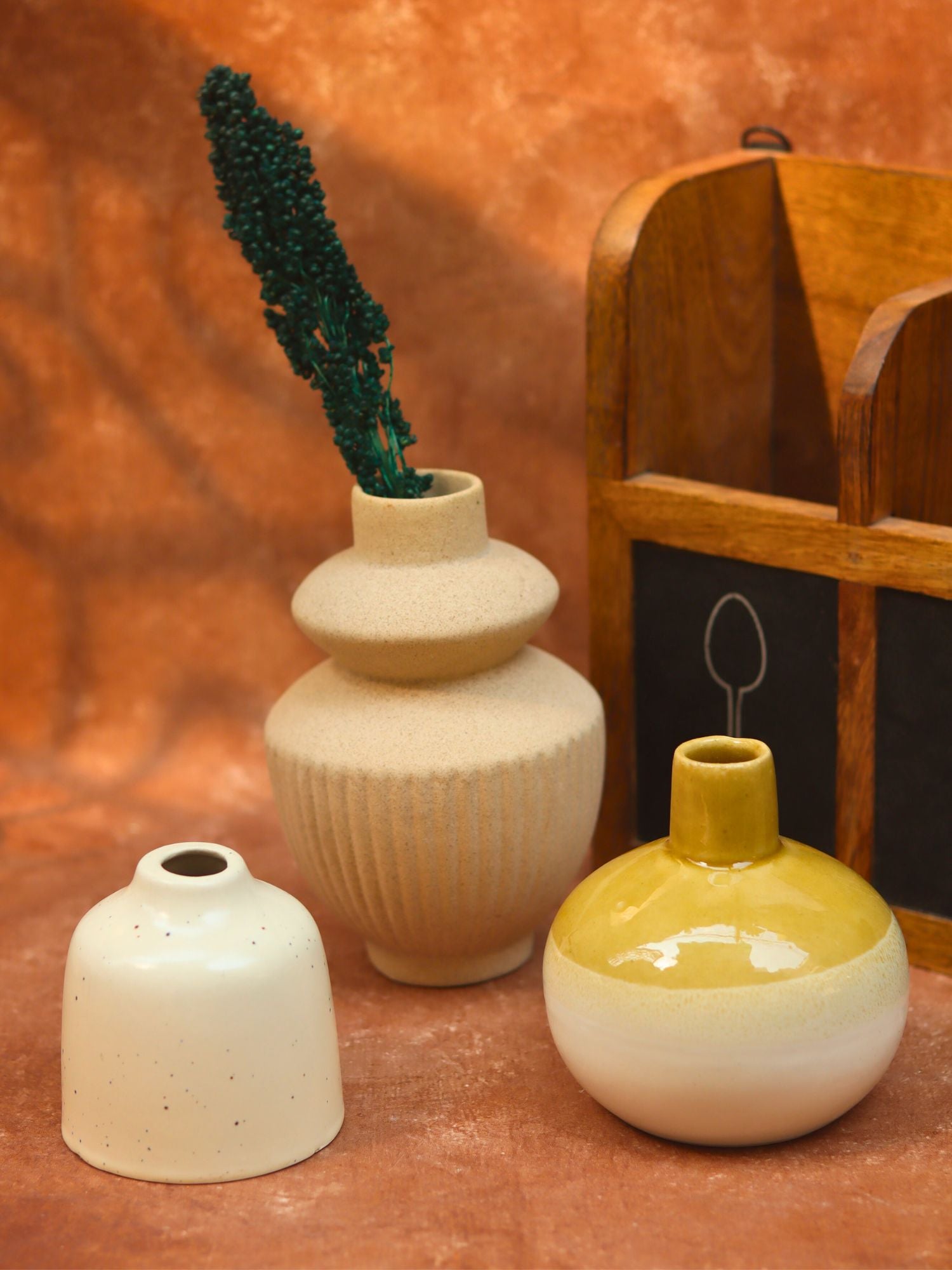 Set of three - Cream Vases