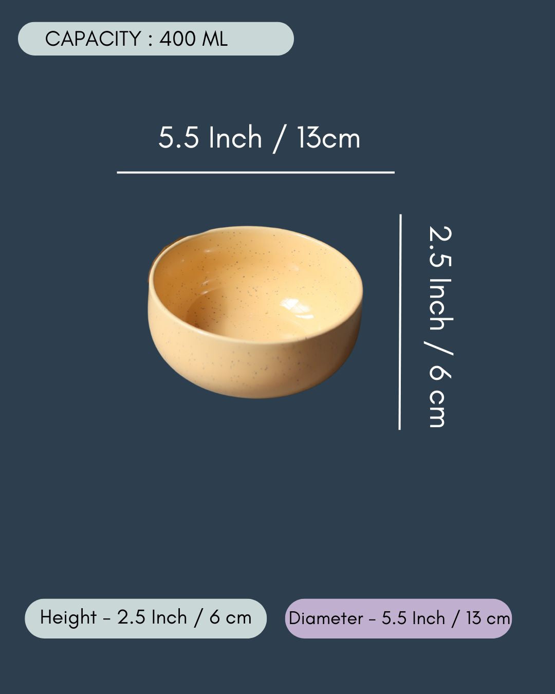 Butter Yellow Ceramic Bowl - Set of 4