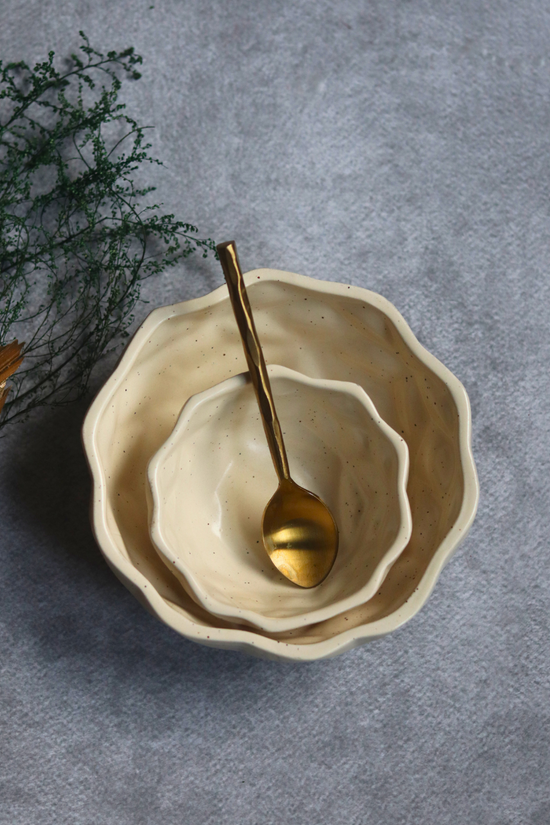 White diamond ceramic breakfast bowls set of 2
