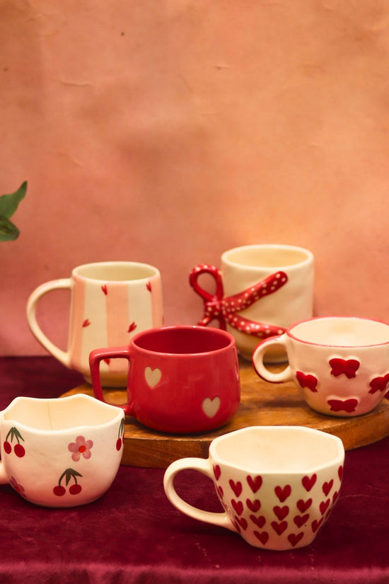 Handmade lead free Set of 6 Heartwarming Mugs (for the price of 5)