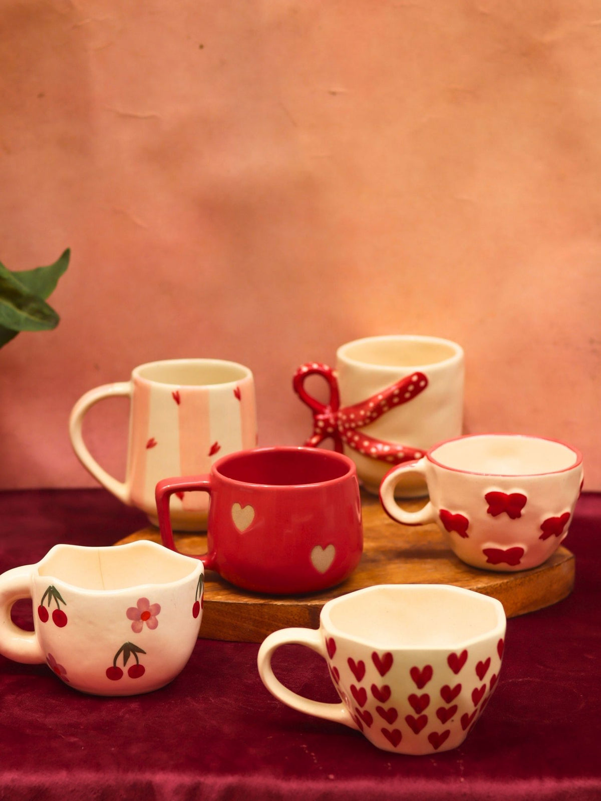 Handmade lead free Set of 6 Heartwarming Mugs (for the price of 5)