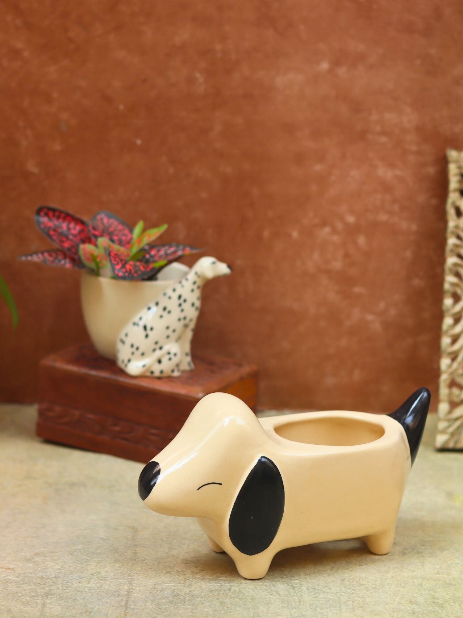 Set of 2 - Little Dog Planters combo handmade in india