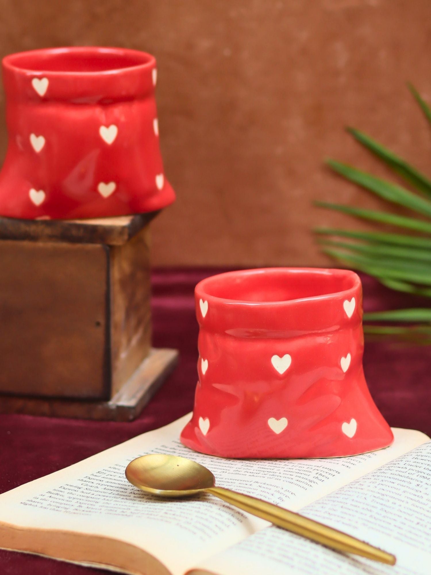 handmade Red Heart Pouch Mug