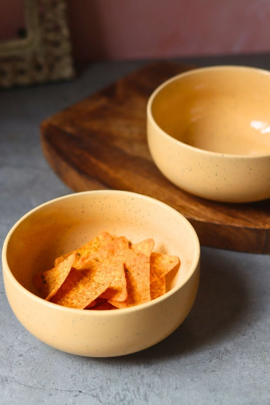 Butter Yellow Ceramic Bowl - Set of 2 handmade in india