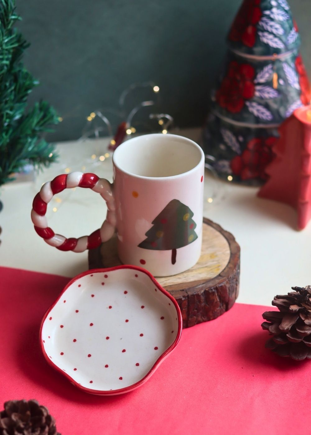 handmade The OG Christmas Mug & Red Polka Handmade Dessert Plate in a Gift Box