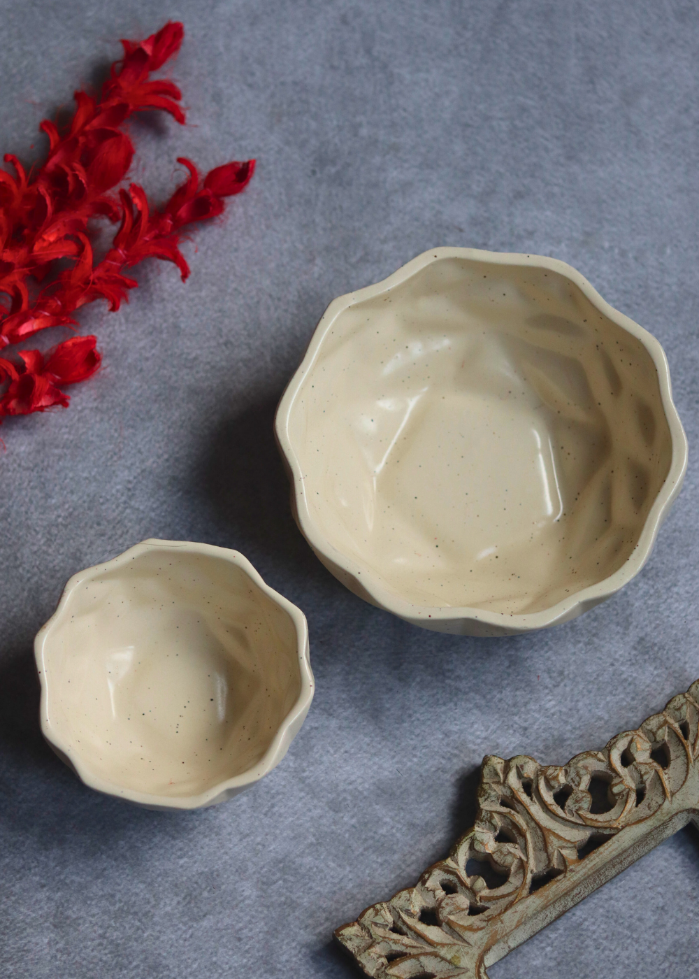 Two stunning white diamond bowls 