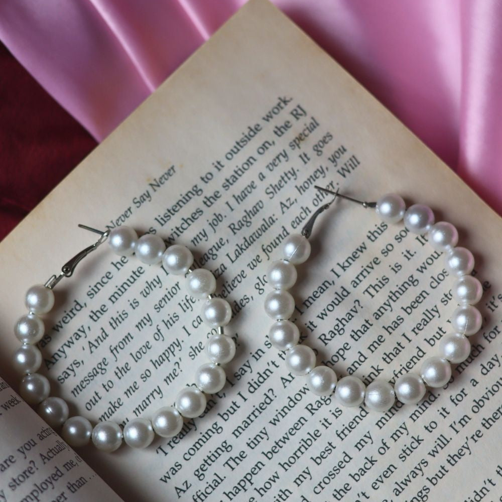 Essential Pearl Hoops with white pearls