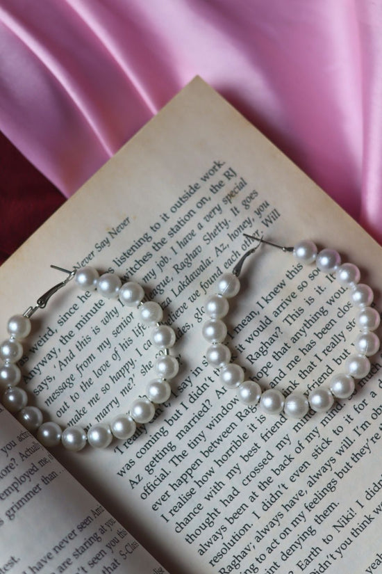 Essential Pearl Hoops with white pearls