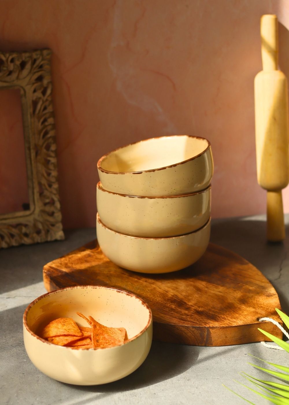 handmade Ivory Ceramic Bowl - Set of 4