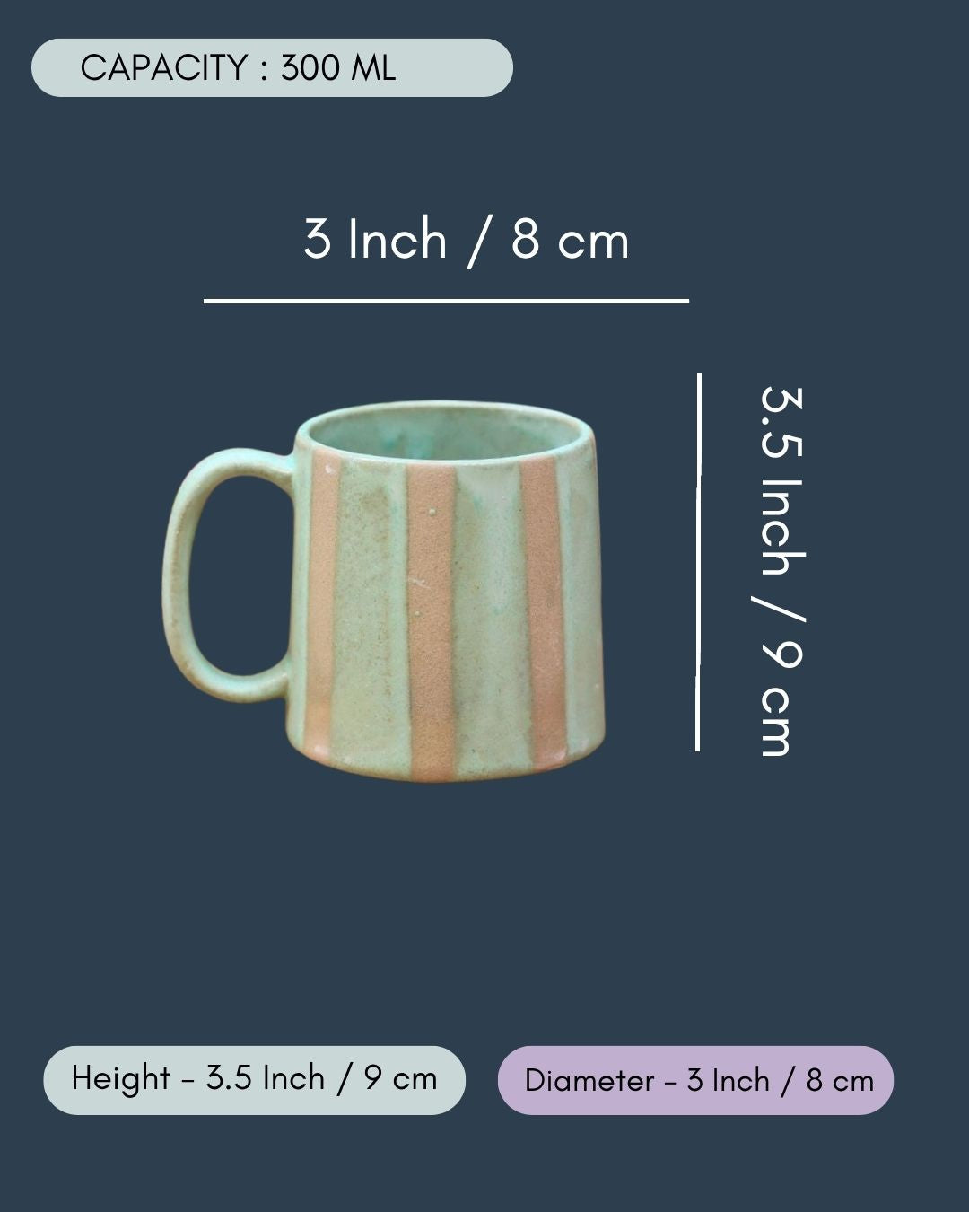 Green & Grey Striped Mug