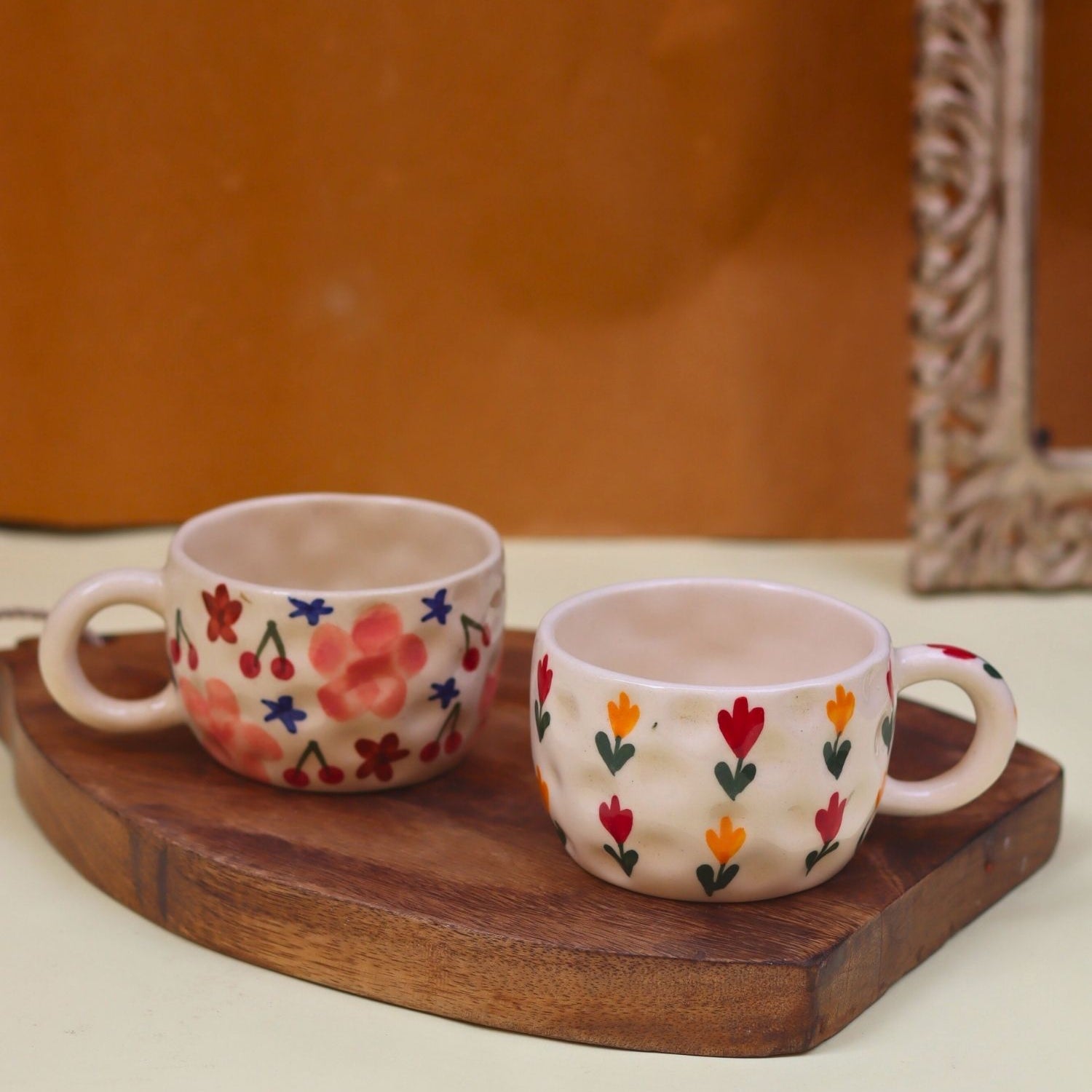 Handmade Set of 2 - Bloom & Tulip Floral Mug combo