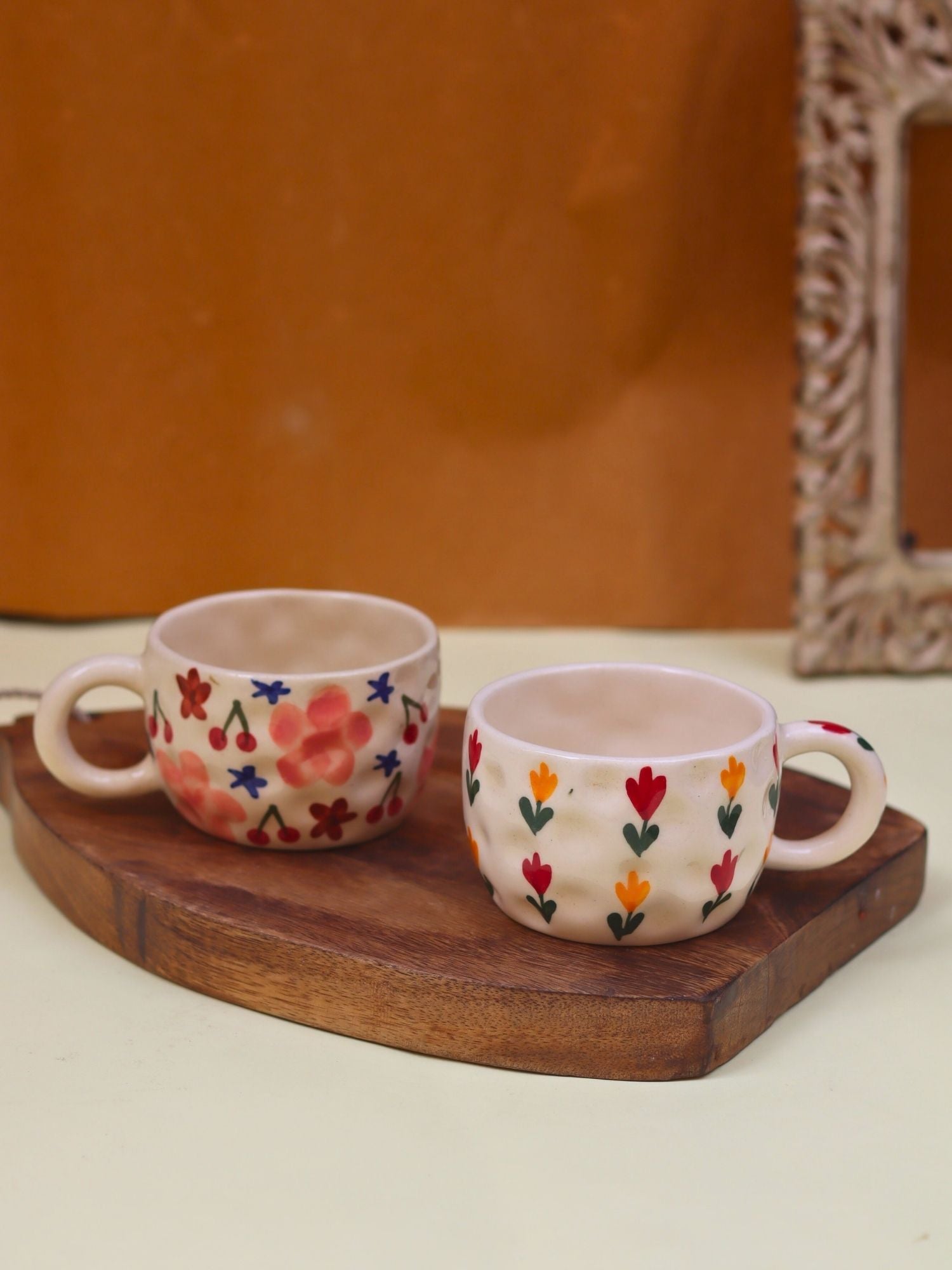 Handmade Set of 2 - Bloom & Tulip Floral Mug combo