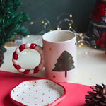 The OG Christmas Mug & Red Polka Handmade Dessert Plate in a Gift Box made by ceramic