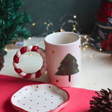 The OG Christmas Mug & Red Polka Handmade Dessert Plate in a Gift Box made by ceramic