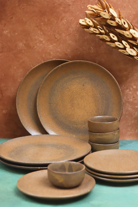 Set of 12 - Woody Brown Dinner set with premium quality material