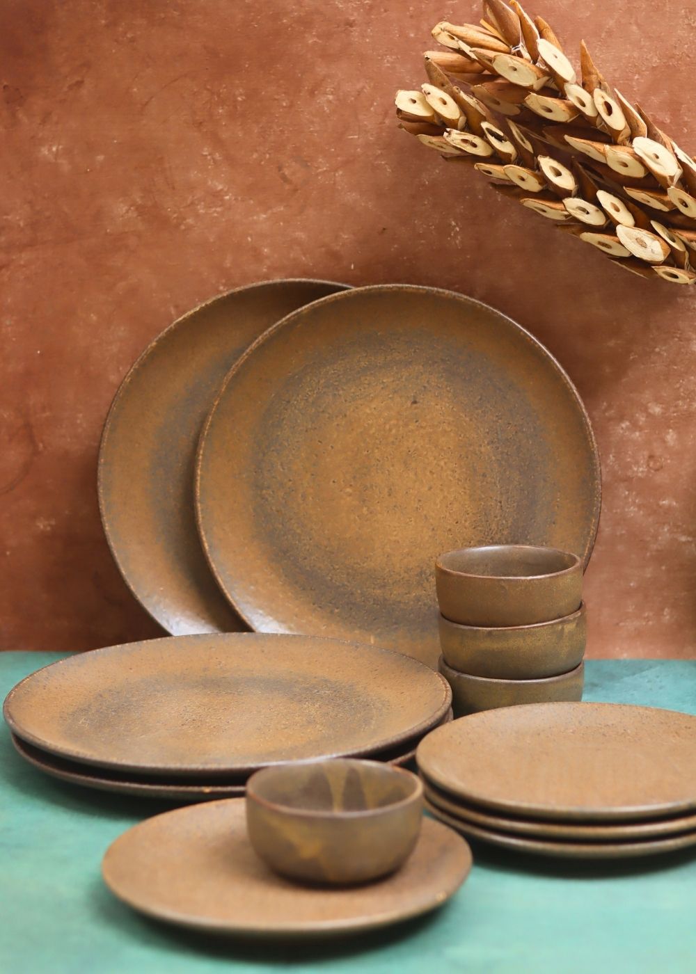 Set of 12 - Woody Brown Dinner set with premium quality material