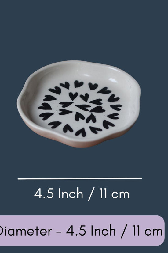 Black Heart Handmade Dessert Plate