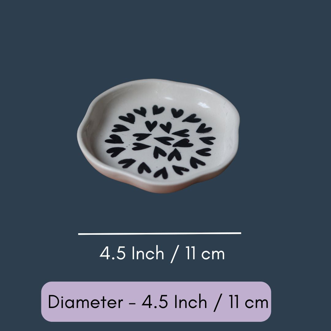 Black Heart Handmade Dessert Plate