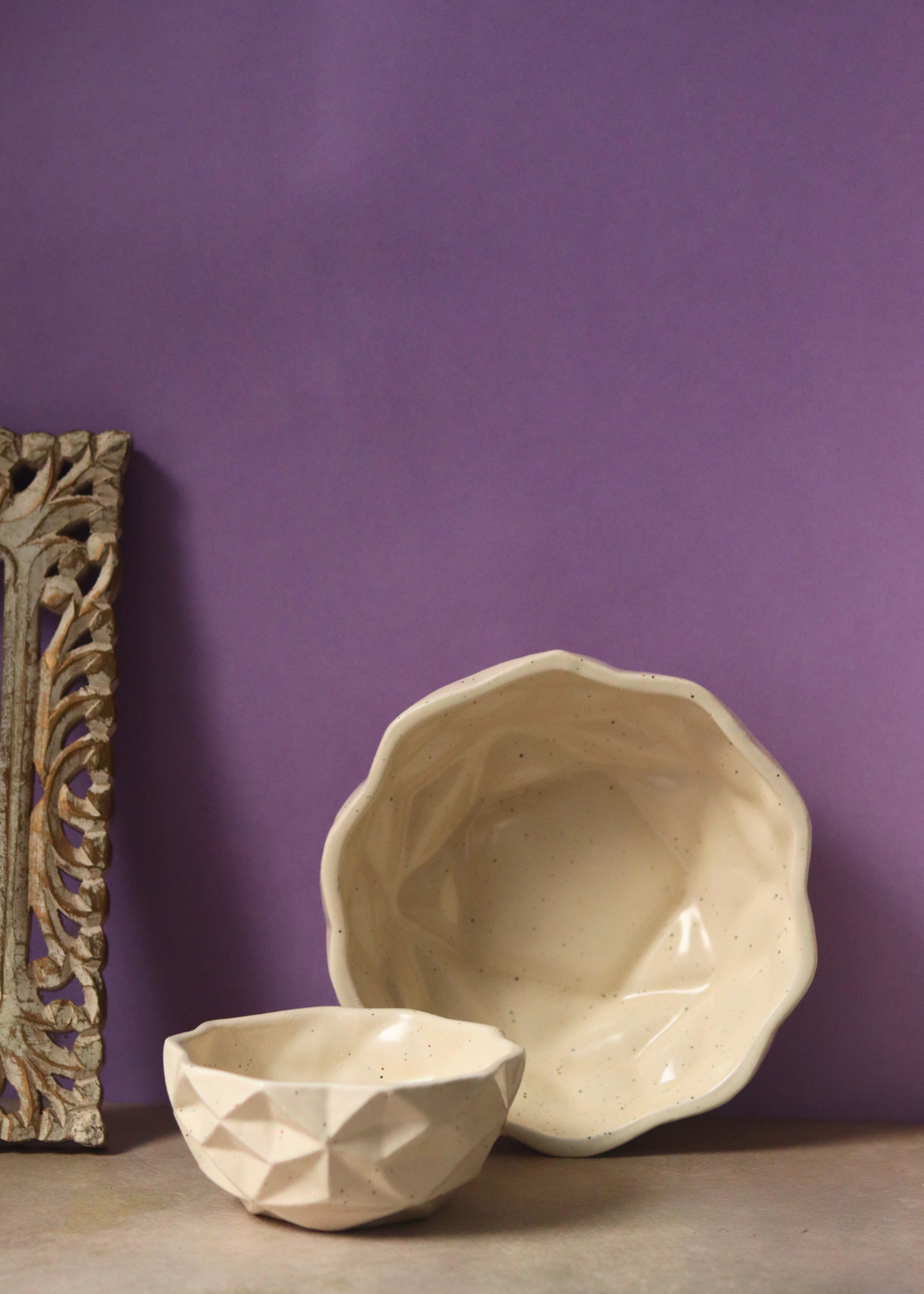 Handmade ceramic white diamond breakfast set