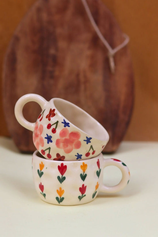 Set of 2 - Bloom & Tulip Floral Mug combo made by ceramic