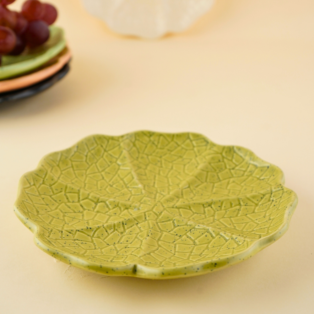 handmade green cabbage snack plate with premium green color