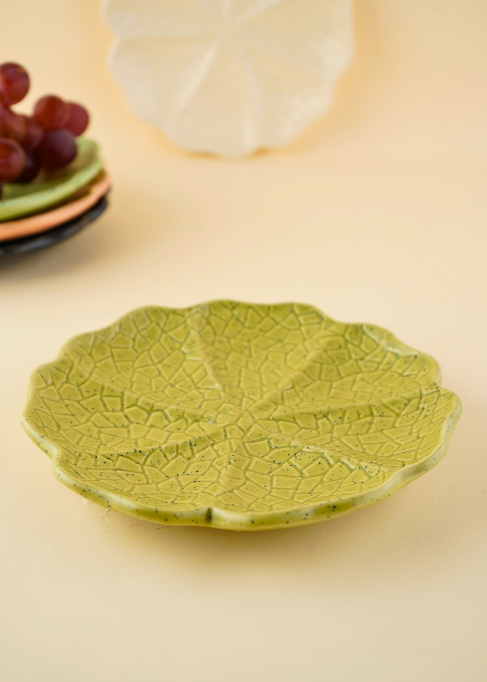 handmade green cabbage snack plate with premium green color