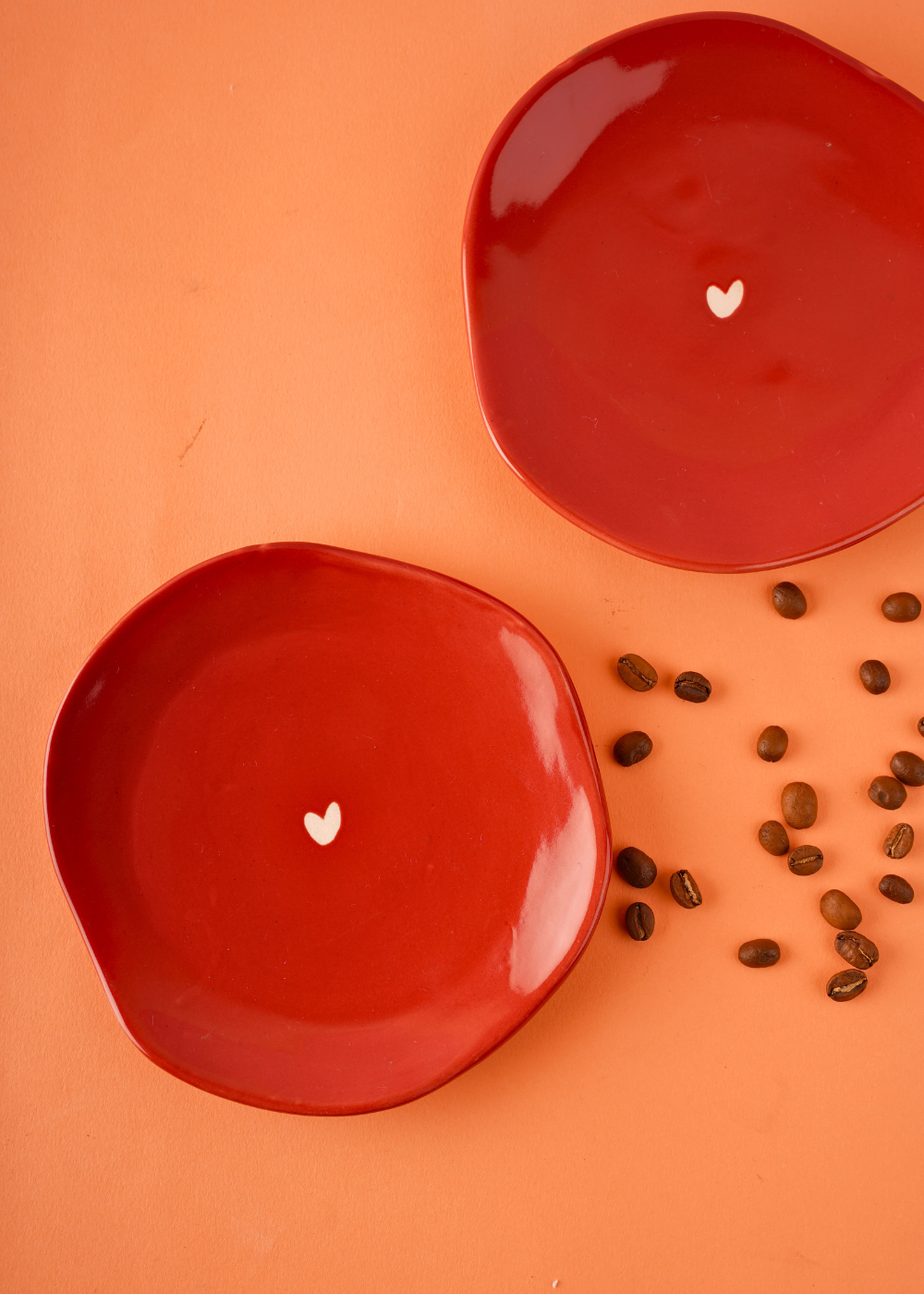 handmade dessert plate with little white color heart