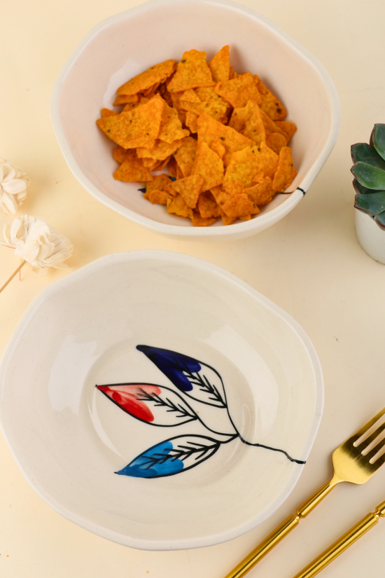 Handmade bowl with snacks 