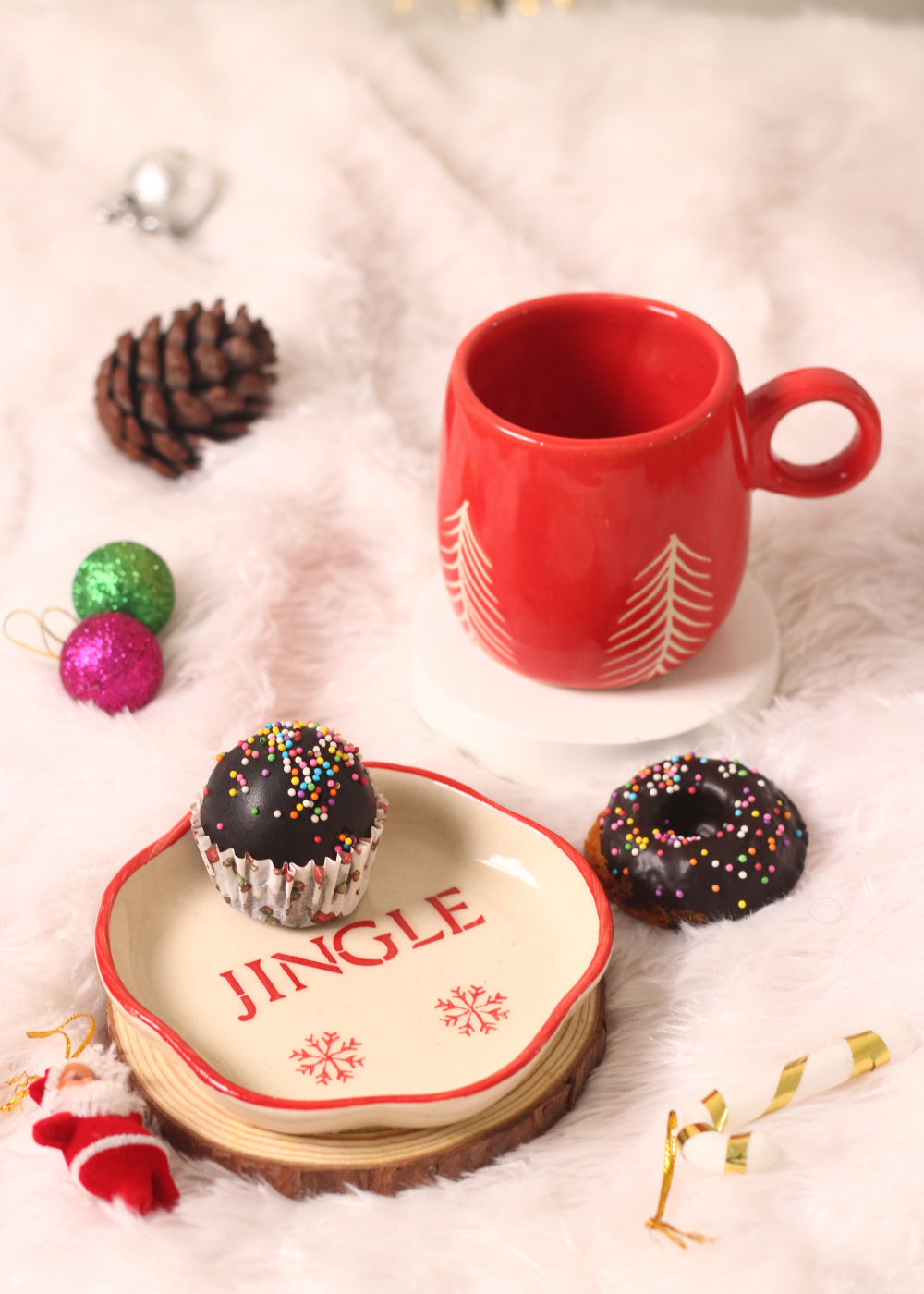 handmade christmas tree mug with jingle dessert plate 