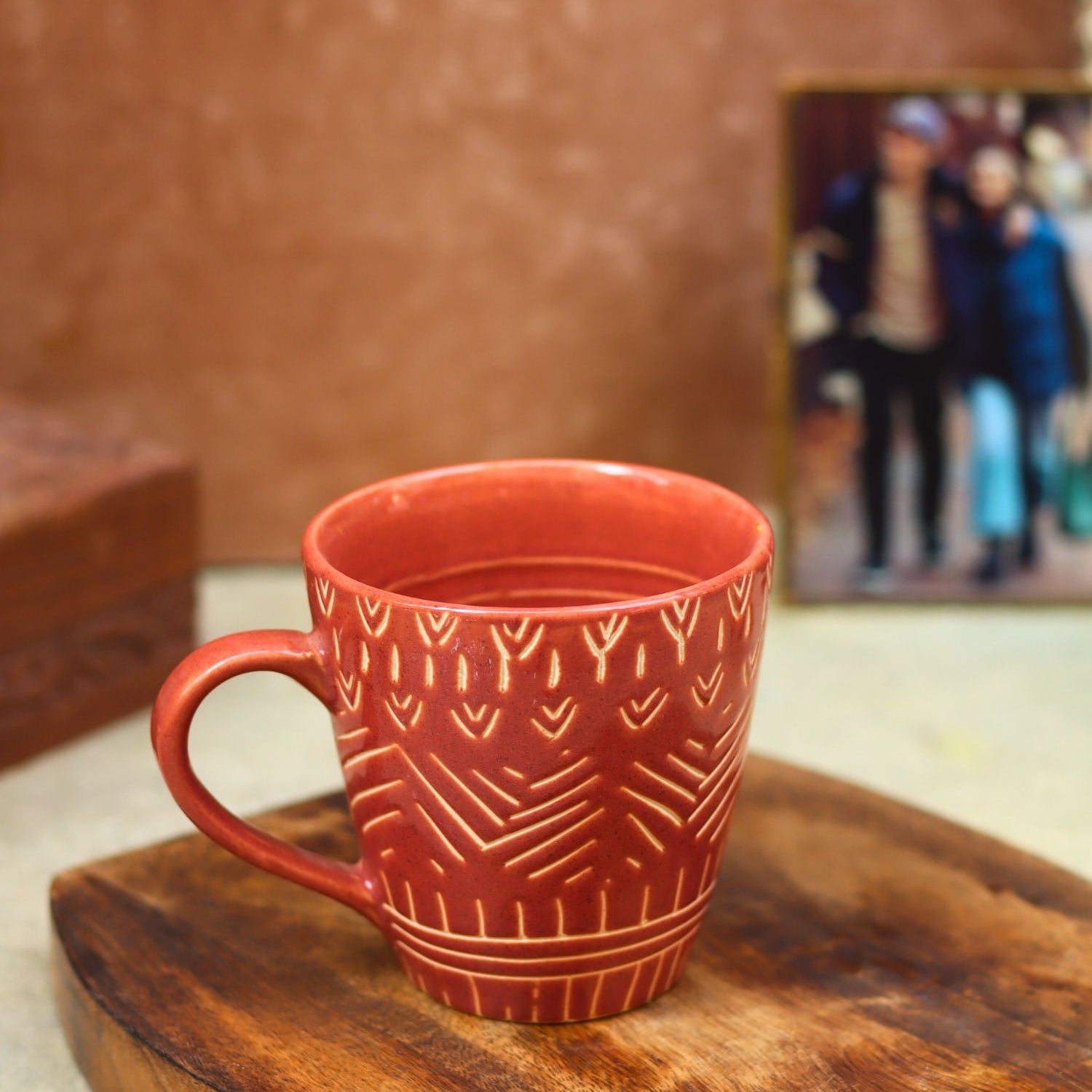 handmade Rust Carved Mug