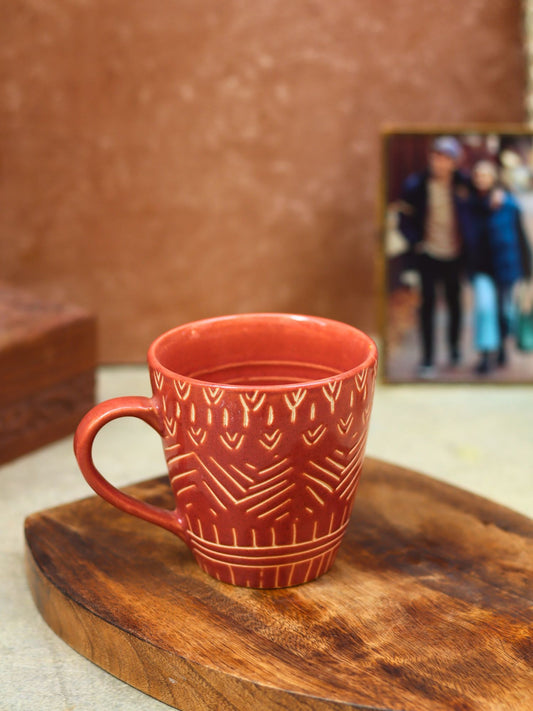 handmade Rust Carved Mug