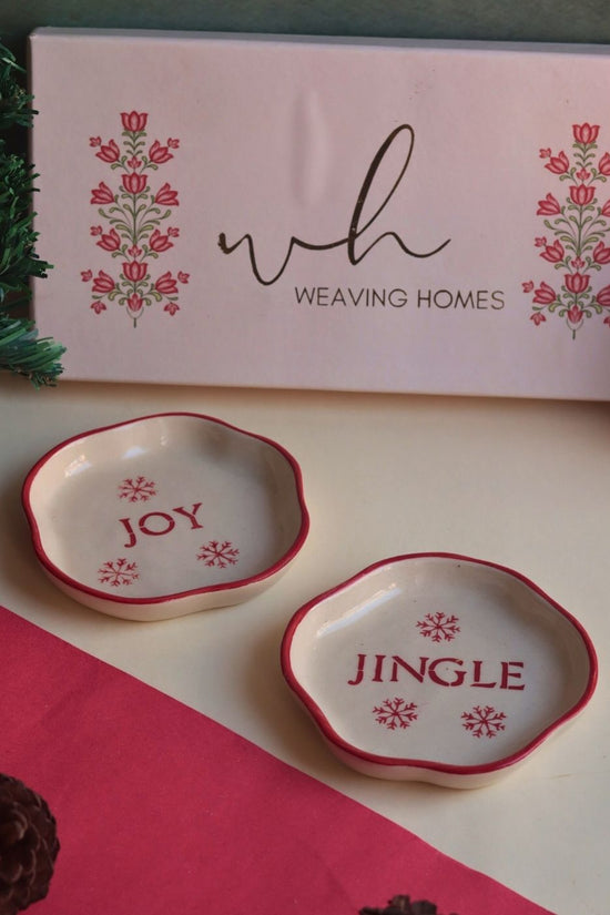 Jingle & Joy Handmade Dessert plate in a Gift Box handmade in india